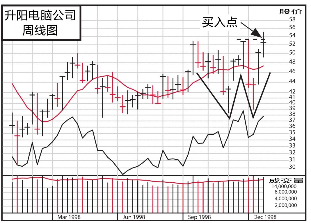 图14-36 升阳电脑公司,1998年,74周内上涨701%
